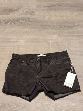 Carve Designs Black Striped Raw Hem Fringe Shorts Size 6
